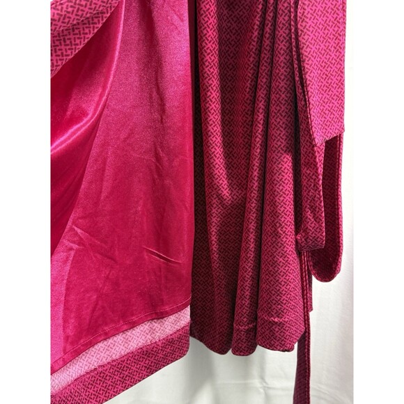 Forever 21 Dress Size L Pink Geometric Print 3/4 Sleeve True Wrap V-neck Lined - Picture 3 of 8